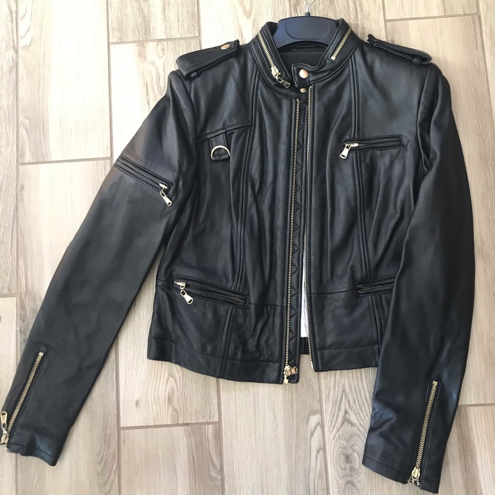 Leather Jacket with zipper details